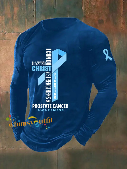 Men’s Prostate Cancer Awareness Print Casual T Shirt Blue / S