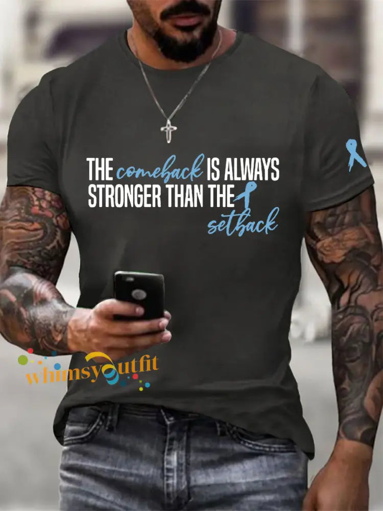 Men’s Prostate Cancer Awareness Print Casual T Shirt Dark Gray / S