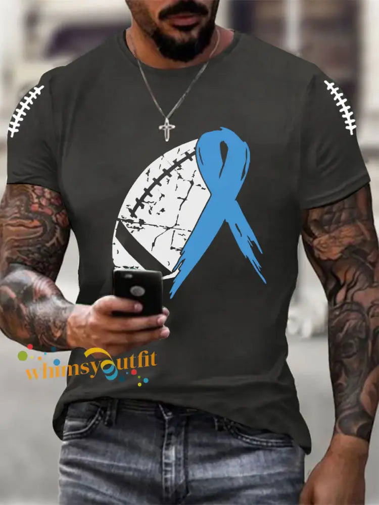 Men’s Prostate Cancer Awareness Print Casual T Shirt Dark Gray / S