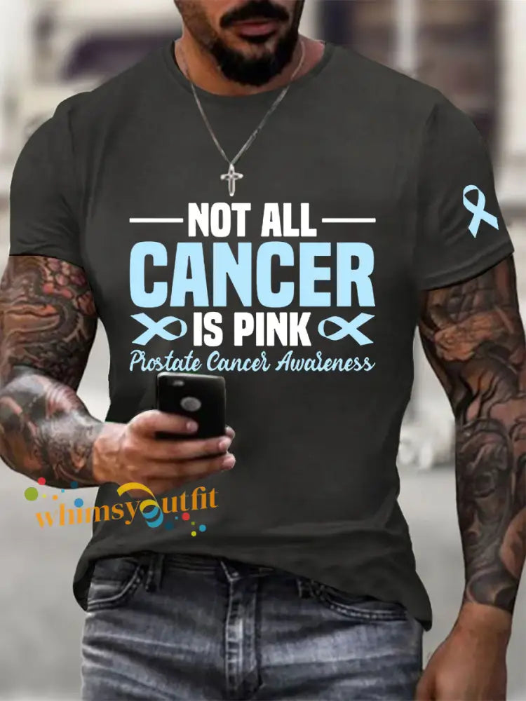 Men’s Prostate Cancer Awareness Print Casual T Shirt Dark Gray / S
