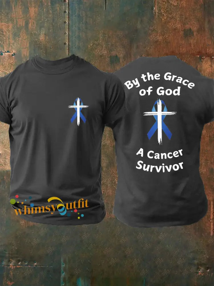 Men’s Prostate Cancer Awareness Print Casual T Shirt Dark Gray / S