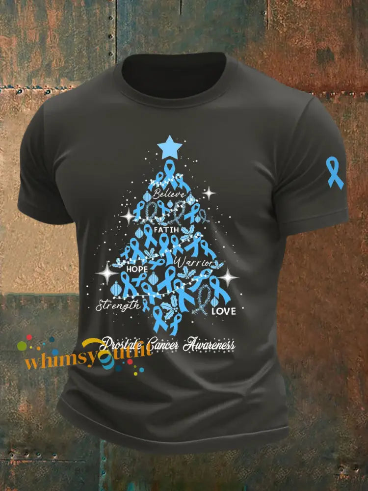 Men’s Prostate Cancer Awareness Print Casual T Shirt Dark Gray / S