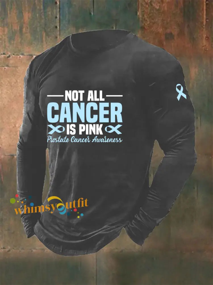 Men’s Prostate Cancer Awareness Print Casual T Shirt Dark Gray / S