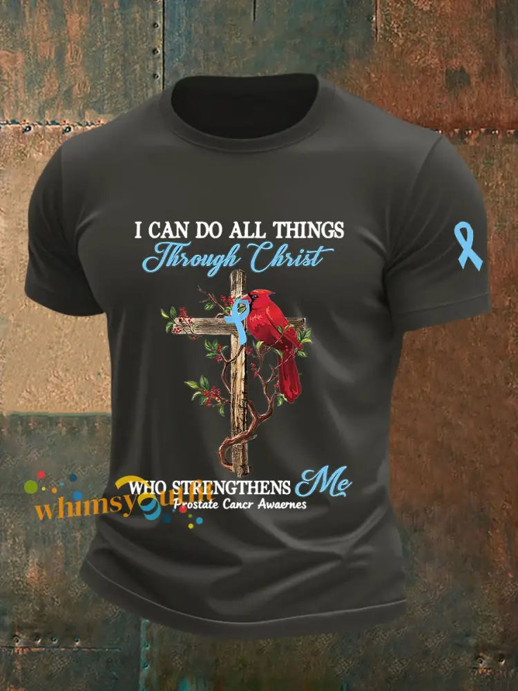 Men’s Prostate Cancer Awareness Print Casual T Shirt Dark Gray / S