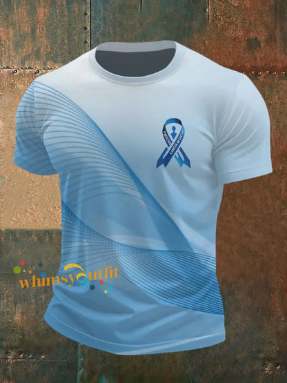 Men’s Prostate Cancer Awareness Print Casual T Shirt Light Blue / S