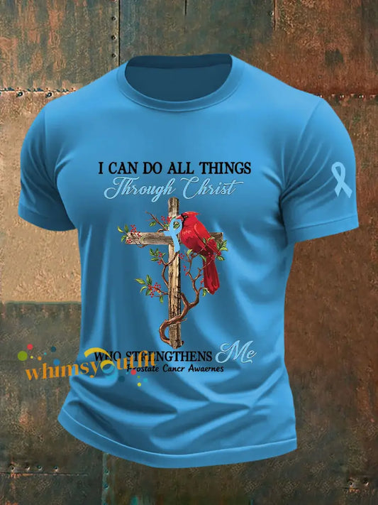 Men’s Prostate Cancer Awareness Print Casual T Shirt Light Blue / S