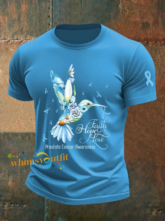 Men’s Prostate Cancer Awareness Print Casual T Shirt Light Blue / S