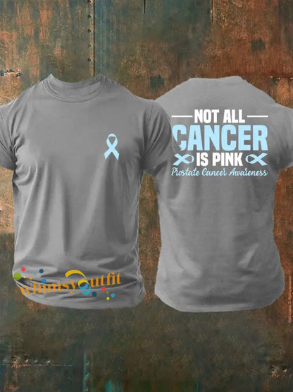 Men’s Prostate Cancer Awareness Print Casual T Shirt Light Gray / S