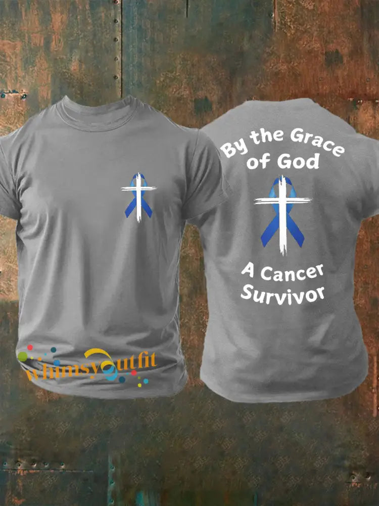 Men’s Prostate Cancer Awareness Print Casual T Shirt Light Gray / S