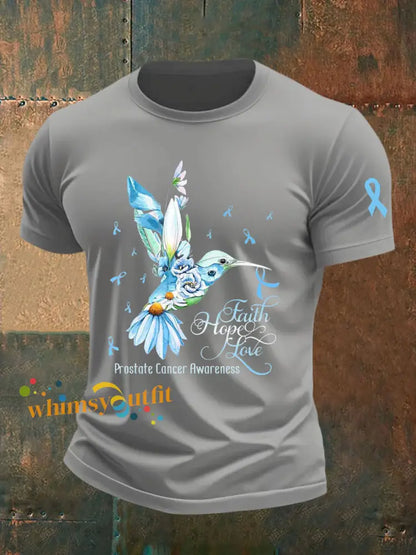 Men’s Prostate Cancer Awareness Print Casual T Shirt Light Gray / S