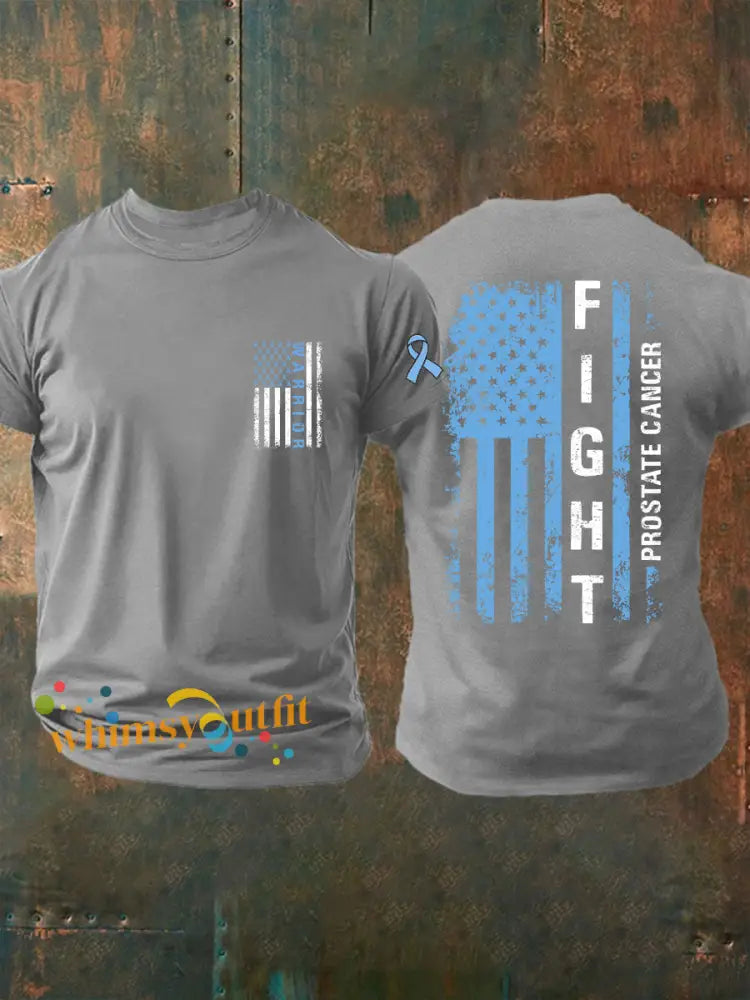 Men’s Prostate Cancer Awareness Print Casual T Shirt Light Gray / S