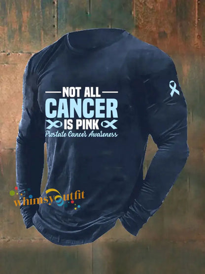 Men’s Prostate Cancer Awareness Print Casual T Shirt Navy Blue / S