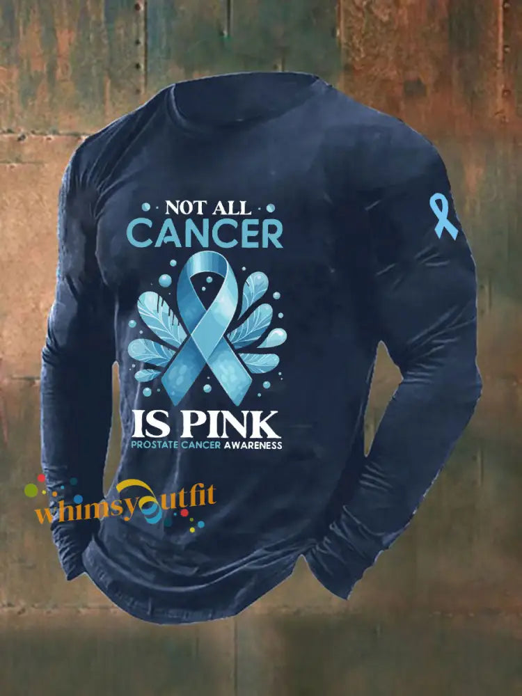 Men’s Prostate Cancer Awareness Print Casual T Shirt Navy Blue / S