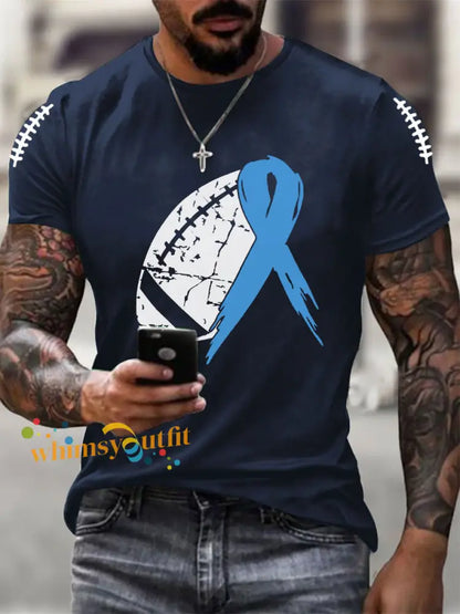 Men’s Prostate Cancer Awareness Print Casual T Shirt Navy Blue / S