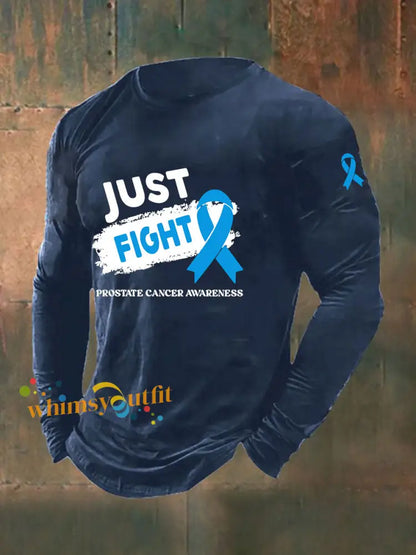Men’s Prostate Cancer Awareness Print Casual T Shirt Navy Blue / S