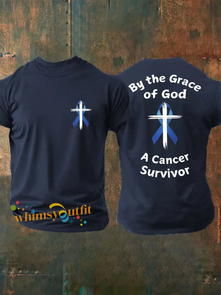 Men’s Prostate Cancer Awareness Print Casual T Shirt Navy Blue / S