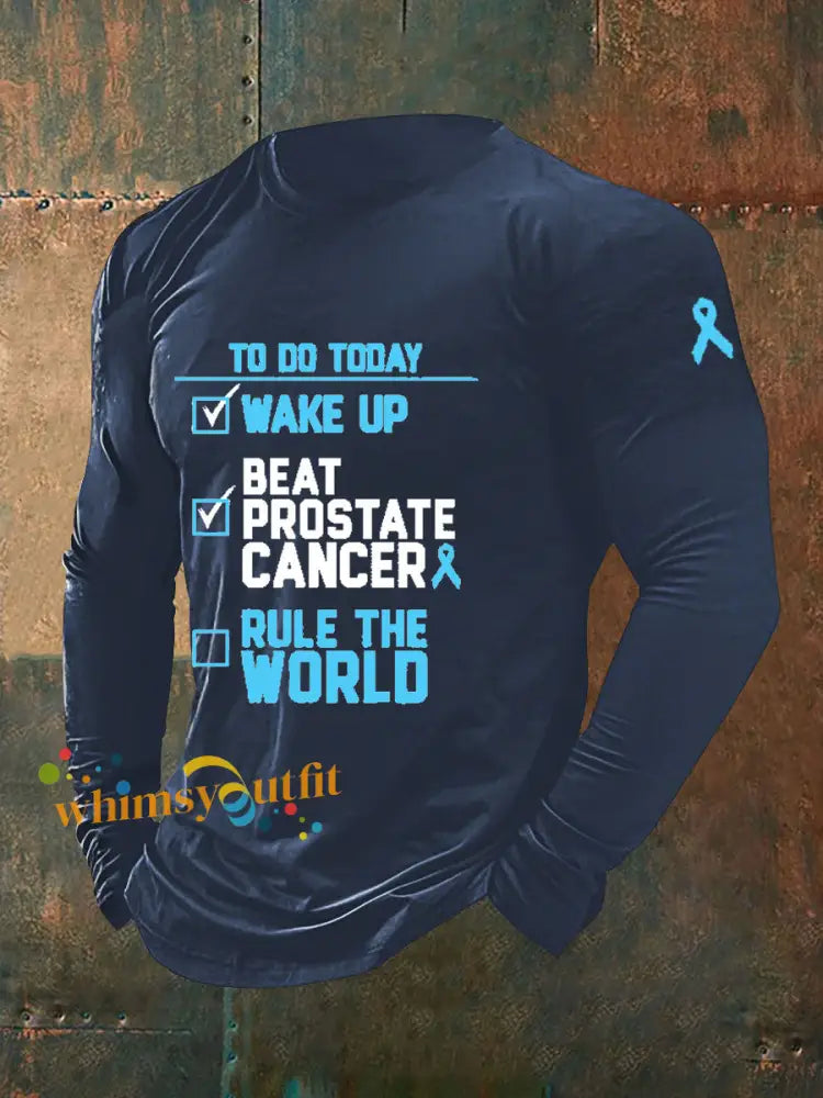 Men’s Prostate Cancer Awareness Print Casual T Shirt Navy Blue / S