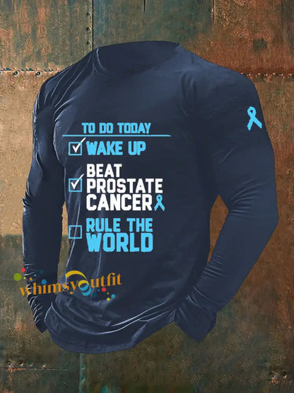 Men’s Prostate Cancer Awareness Print Casual T Shirt Navy Blue / S