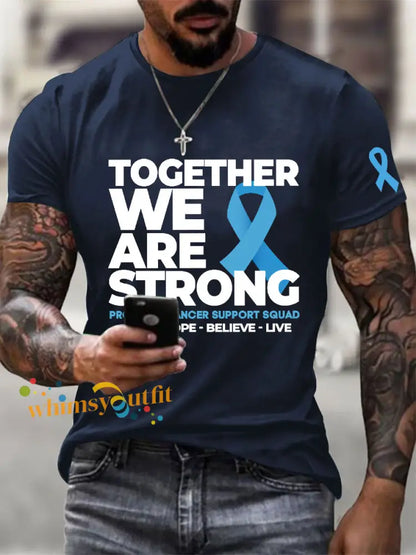 Men’s Prostate Cancer Awareness Print Casual T Shirt Navy Blue / S