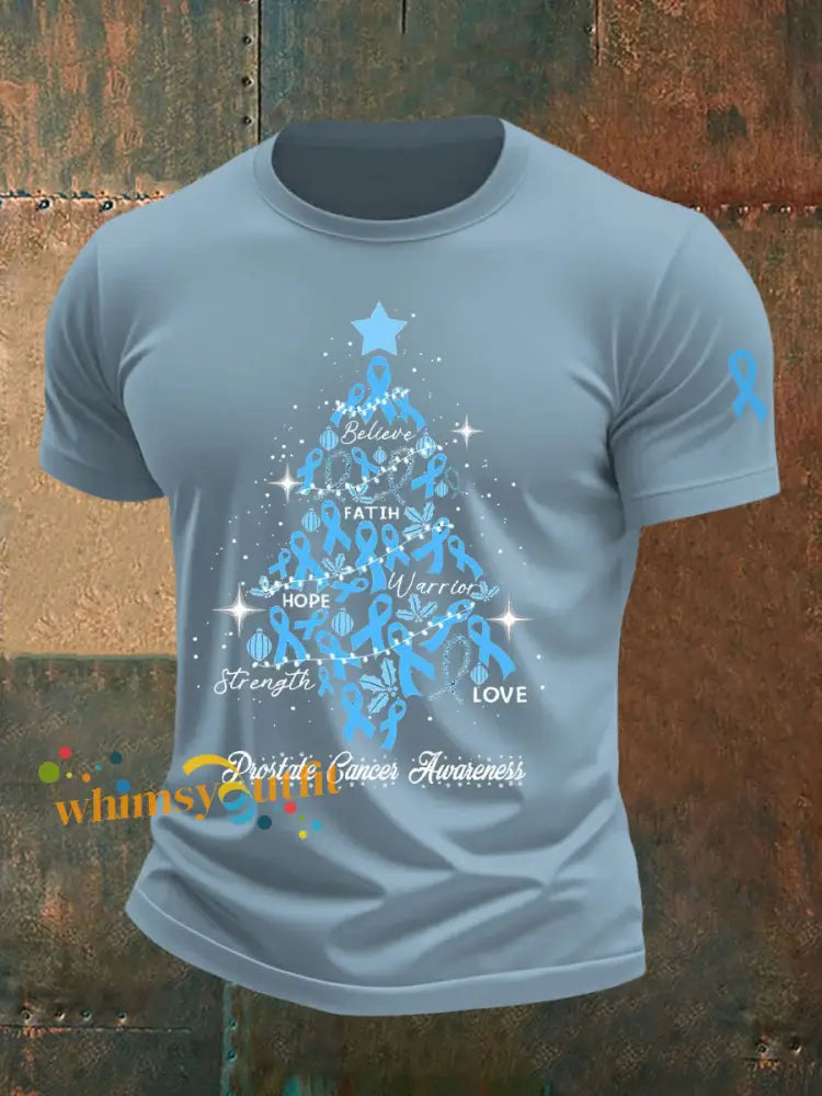 Men’s Prostate Cancer Awareness Print Casual T Shirt Sky Blue / S