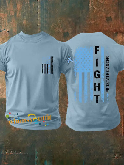 Men’s Prostate Cancer Awareness Print Casual T Shirt Sky Blue / S