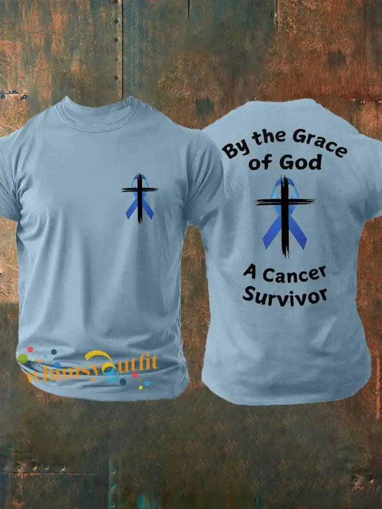 Men’s Prostate Cancer Awareness Print Casual T Shirt Sky Blue / S