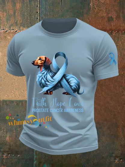 Men’s Prostate Cancer Awareness Print Casual T Shirt Sky Blue / S