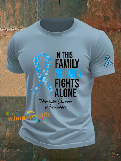 Men’s Prostate Cancer Awareness Print Casual T Shirt Sky Blue / S