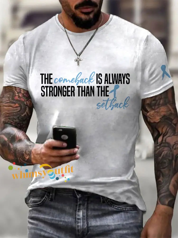 Men’s Prostate Cancer Awareness Print Casual T Shirt White / S