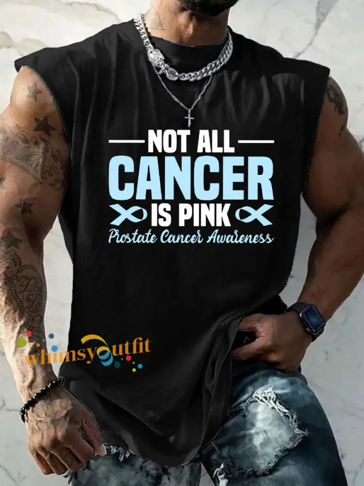 Men’s Prostate Cancer Awareness Print Casual Tank Top Black / S