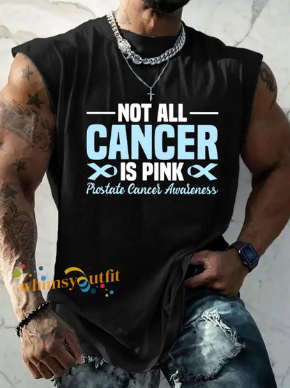 Men’s Prostate Cancer Awareness Print Casual Tank Top Black / S