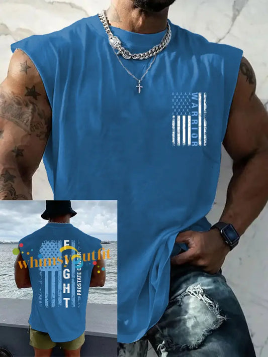 Men’s Prostate Cancer Awareness Print Casual Tank Top Blue / S