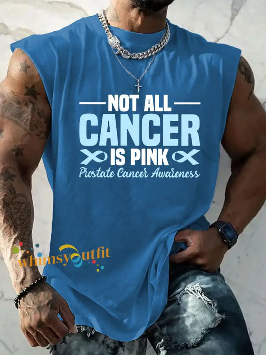 Men’s Prostate Cancer Awareness Print Casual Tank Top Blue / S