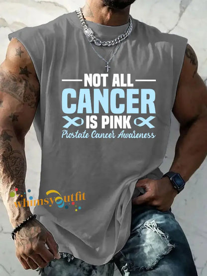 Men’s Prostate Cancer Awareness Print Casual Tank Top Gray / S