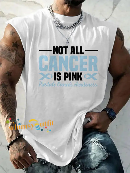 Men’s Prostate Cancer Awareness Print Casual Tank Top White / S