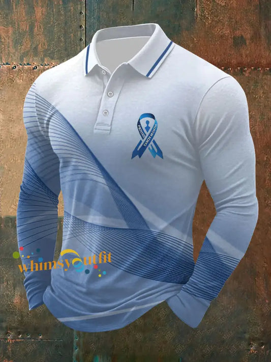 Men’s Prostate Cancer Awareness Print Casual Top Blue / S
