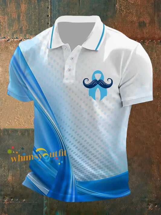 Men’s Prostate Cancer Awareness Print Casual Top Blue / S