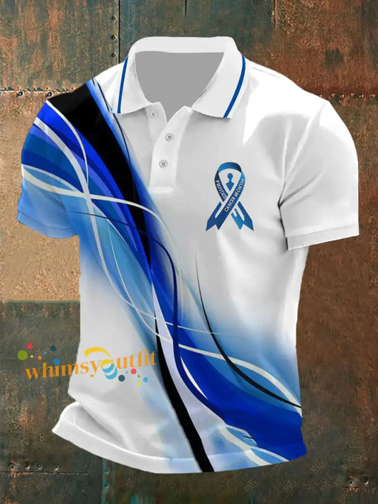 Men’s Prostate Cancer Awareness Print Casual Top Blue / S