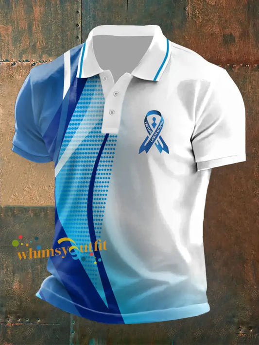 Men’s Prostate Cancer Awareness Print Casual Top Blue / S