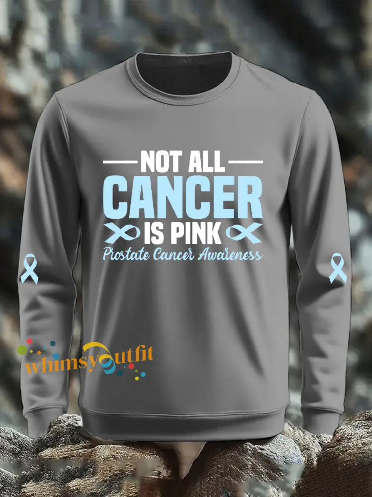 Men’s Prostate Cancer Awareness Print Casual Top Light Gray / S