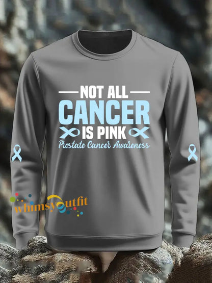 Men’s Prostate Cancer Awareness Print Casual Top Light Gray / S
