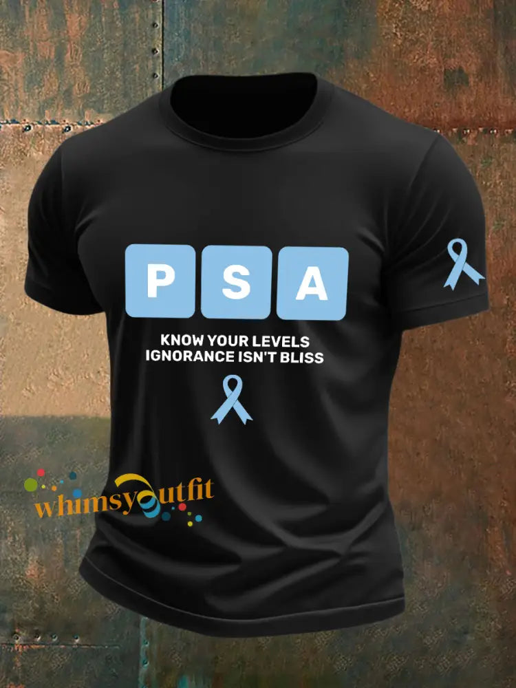 Men’s Prostate Cancer Awareness Print T Shirt Black / S