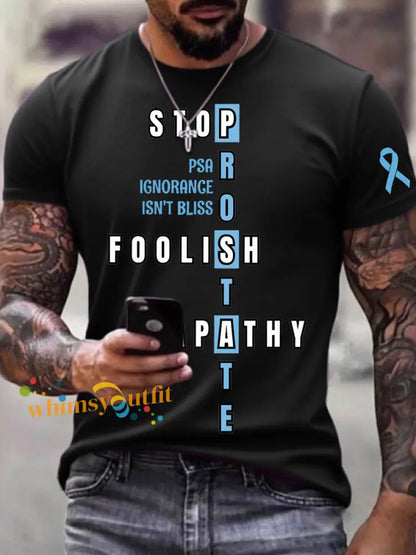 Men’s Prostate Cancer Awareness Print T Shirt Black / S