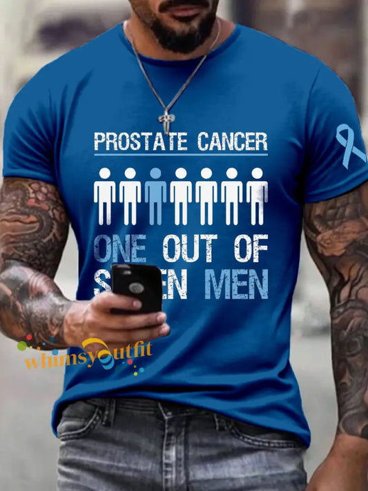 Men’s Prostate Cancer Awareness Print T Shirt Blue / S