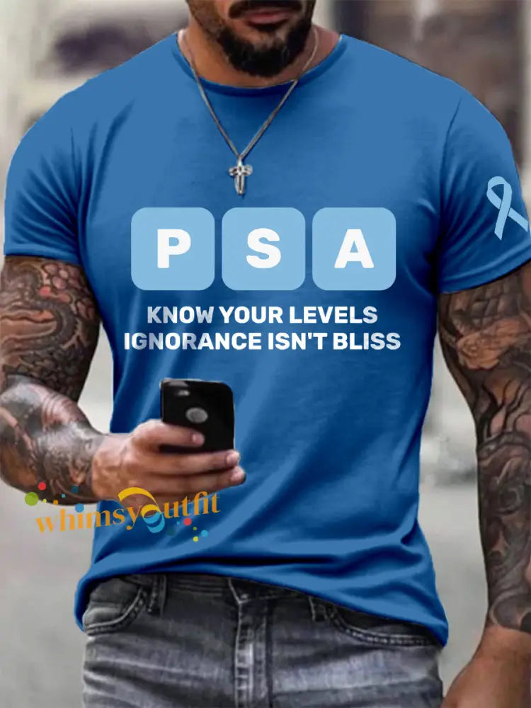 Men’s Prostate Cancer Awareness Print T Shirt Blue / S