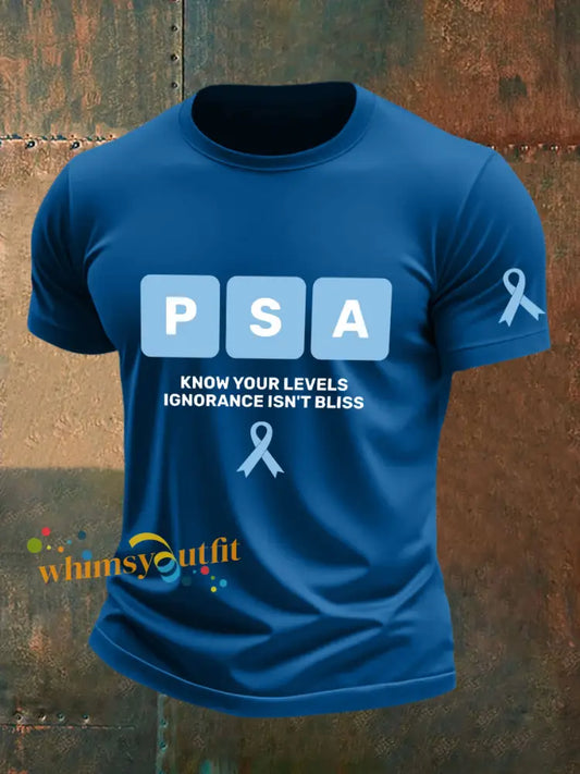 Men’s Prostate Cancer Awareness Print T Shirt Blue / S