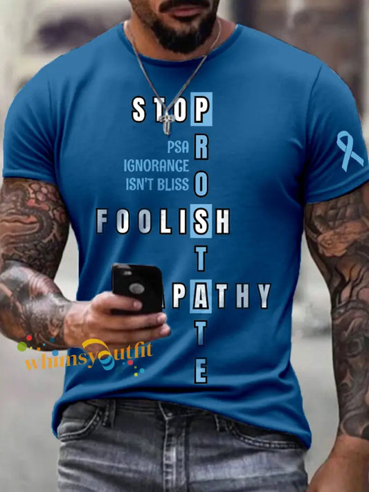 Men’s Prostate Cancer Awareness Print T Shirt Blue / S