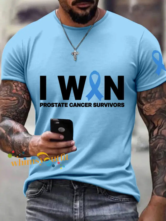Men’s Prostate Cancer Awareness Print T Shirt Light Blue / S