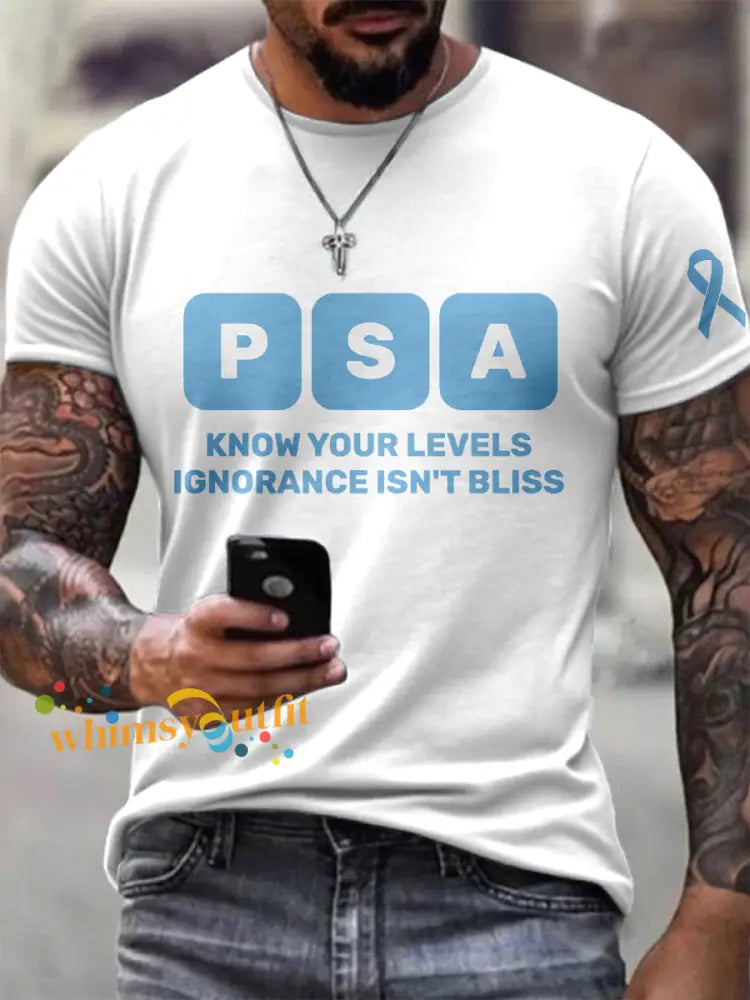 Men’s Prostate Cancer Awareness Print T Shirt White / S