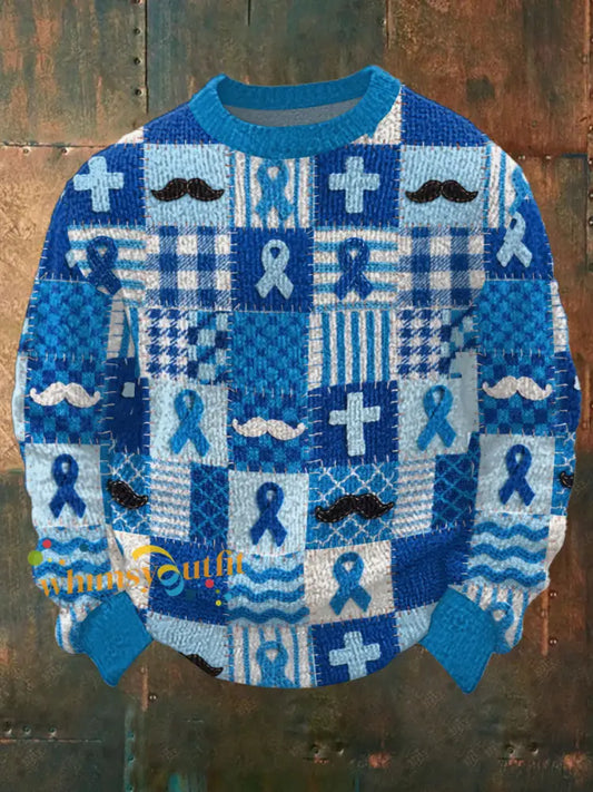Men’s Prostate Cancer Awareness Ribbon Artistic Casual Top Blue / S